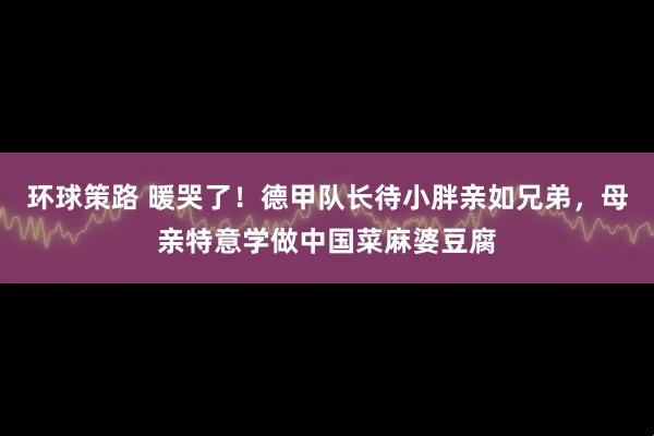 环球策路 暖哭了！德甲队长待小胖亲如兄弟，母亲特意学做中国菜麻婆豆腐
